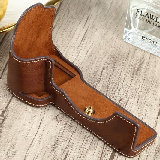 1/4 inch Thread PU Leather Camera Half Case Base for Sony ILCE-7C/A7C (Coffee) - Half Case by buy2fix | Online Shopping UK | buy2fix