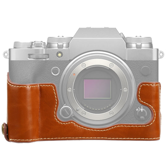 Base de demi-boîtier d'appareil photo en cuir PU à filetage 1/4 de pouce pour FUJIFILM X-T4 (marron)