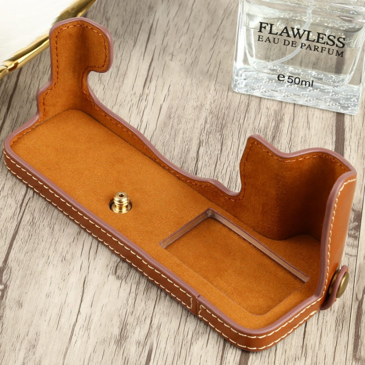 1/4 inch Thread PU Leather Camera Half Case Base for FUJIFILM X-T4 (Brown) - Half Case by buy2fix | Online Shopping UK | buy2fix