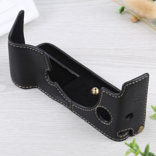 1/4 inch Thread Litchi Texture PU Leather Camera Half Case Base for FUJIFILM X-T4 (Black) - Half Case by buy2fix | Online Shopping UK | buy2fix