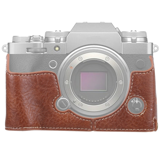 1/4 inch Thread Litchi Texture PU Leather Camera Half Case Base for FUJIFILM X-T4 (Brown) - Half Case by buy2fix | Online Shopping UK | buy2fix