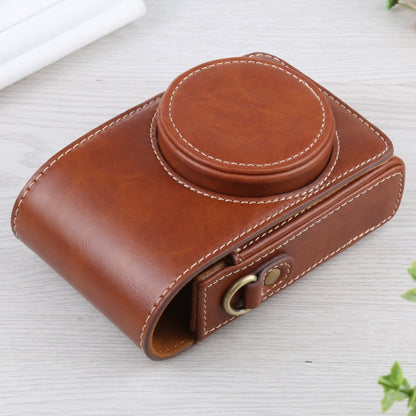 Vertical Flip Full Body Camera PU Leather Case Bag with Strap for Ricoh GR III / GRII, Sony ZV-1 / DSC-RX100M7 / RX100M6 / RX100M5 / RX100M2 (Brown) by buy2fix