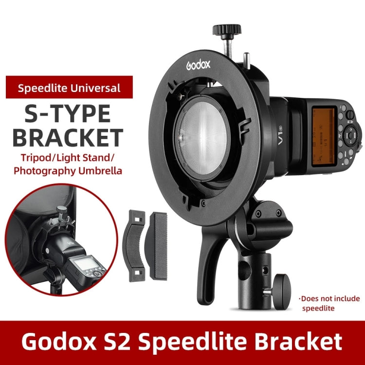 Godox S2 Speedlite S-Type Bracket Bowens Mount Flash S-type Holder Bracket (Black) - Stand Bracket by Godox | Online Shopping UK | buy2fix