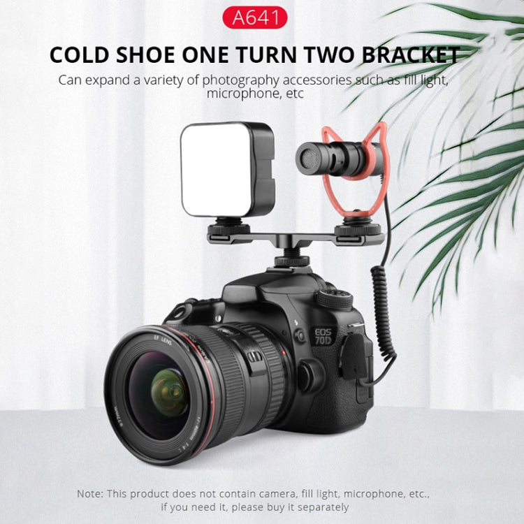 YELANGU A641 Cold Shoe to Dual Cold Shoe Mount Adapter Aluminum Alloy Extension Bracket (Black) - Stand Bracket by YELANGU | Online Shopping UK | buy2fix