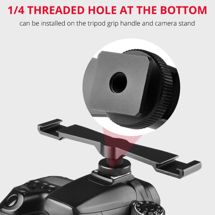 YELANGU A641 Cold Shoe to Dual Cold Shoe Mount Adapter Aluminum Alloy Extension Bracket (Black) - Stand Bracket by YELANGU | Online Shopping UK | buy2fix