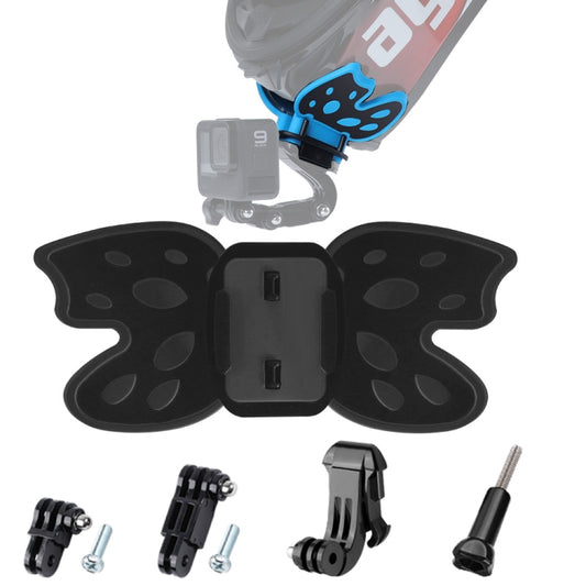 Butterfly Helmet Mount Adapter with 3-Way Pivot Arm & J-Hook Buckle & Long Screw for GoPro, Insta360, DJI and Other Action Cameras (Black) - Helmet Mount by buy2fix | Online Shopping UK | buy2fix