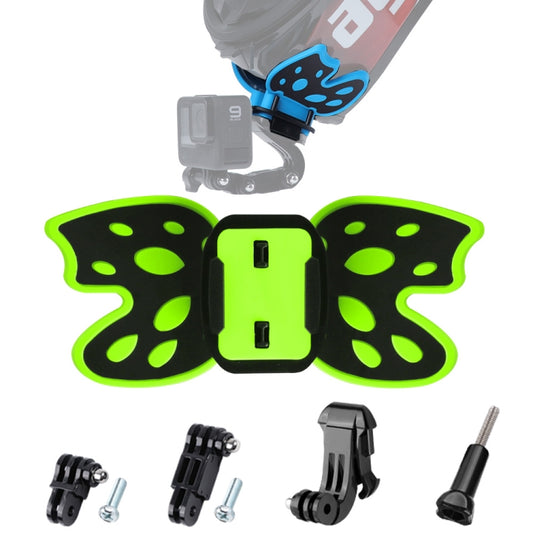 Butterfly Helmet Mount Adapter with 3-Way Pivot Arm & J-Hook Buckle & Long Screw for GoPro, Insta360, DJI and Other Action Cameras (Fluorescent Green) - Helmet Mount by buy2fix | Online Shopping UK | buy2fix