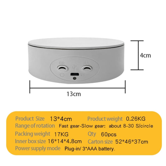 13cm Xiaoai Electric Rotating Turntable Display Stand Video Shooting Props Turntable (White) -  by buy2fix | Online Shopping UK | buy2fix