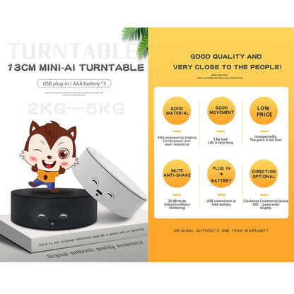 13cm Xiaoai Electric Rotating Turntable Display Stand Video Shooting Props Turntable (Black) -  by buy2fix | Online Shopping UK | buy2fix