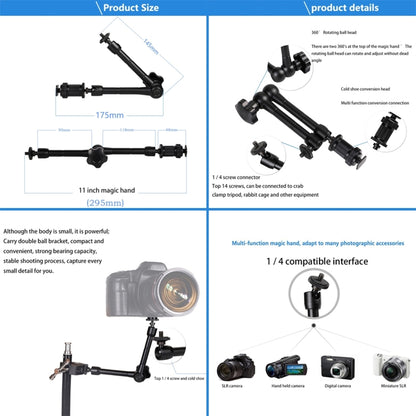 11 inch Adjustable Friction Articulating Magic Arm + Large Claws Clips - Camera Gimbal by buy2fix | Online Shopping UK | buy2fix