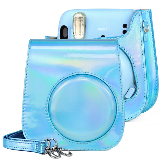 Aurora Color Leather Case Full Body Camera Bag with Shoulder Strap for FUJIFILM Instax mini 11(Blue) by buy2fix