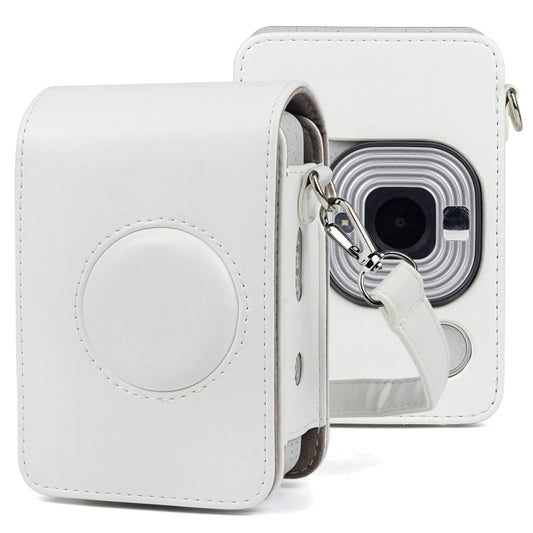 Full Body Camera Retro PU Leather Case Bag with Strap for FUJIFILM instax mini Liplay (White) by buy2fix