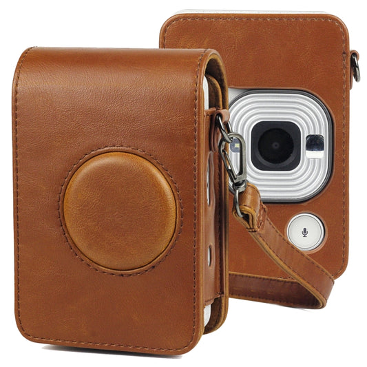 Full Body Camera Retro PU Leather Case Bag with Strap for FUJIFILM instax mini Liplay (Brown) - Leather Bag by buy2fix | Online Shopping UK | buy2fix