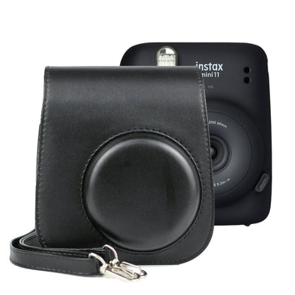 Solid Color Full Body Camera Leather Case Bag with Strap for FUJIFILM Instax mini 11 (Black) - Leather Bag by buy2fix | Online Shopping UK | buy2fix