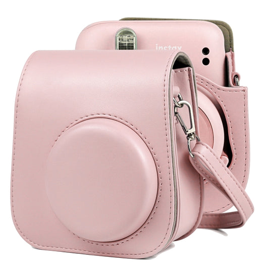 Solid Color Full Body Camera Leather Case Bag with Strap for FUJIFILM Instax mini 11 (Pink) - Leather Bag by buy2fix | Online Shopping UK | buy2fix