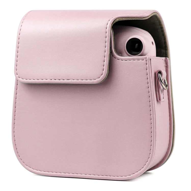 Solid Color Full Body Camera Leather Case Bag with Strap for FUJIFILM Instax mini 11 (Pink) - Leather Bag by buy2fix | Online Shopping UK | buy2fix