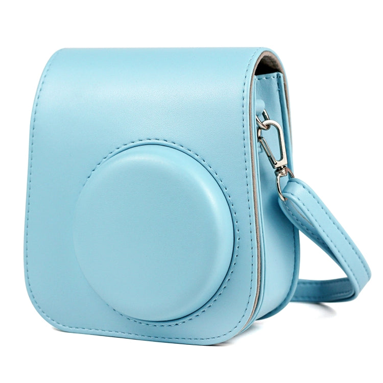 Solid Color Full Body Camera Leather Case Bag with Strap for FUJIFILM Instax mini 11 (Blue) - Leather Bag by buy2fix | Online Shopping UK | buy2fix