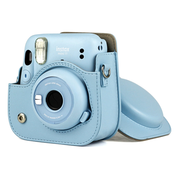 Solid Color Full Body Camera Leather Case Bag with Strap for FUJIFILM Instax mini 11 (Blue) - Leather Bag by buy2fix | Online Shopping UK | buy2fix
