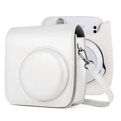 Solid Color Full Body Camera Leather Case Bag with Strap for FUJIFILM Instax mini 11 (White) - Leather Bag by buy2fix | Online Shopping UK | buy2fix