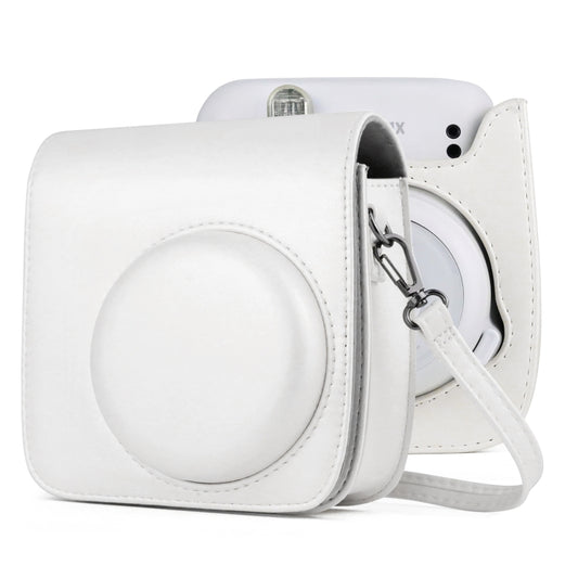 Solid Color Full Body Camera Leather Case Bag with Strap for FUJIFILM Instax mini 11 (White) - Leather Bag by buy2fix | Online Shopping UK | buy2fix
