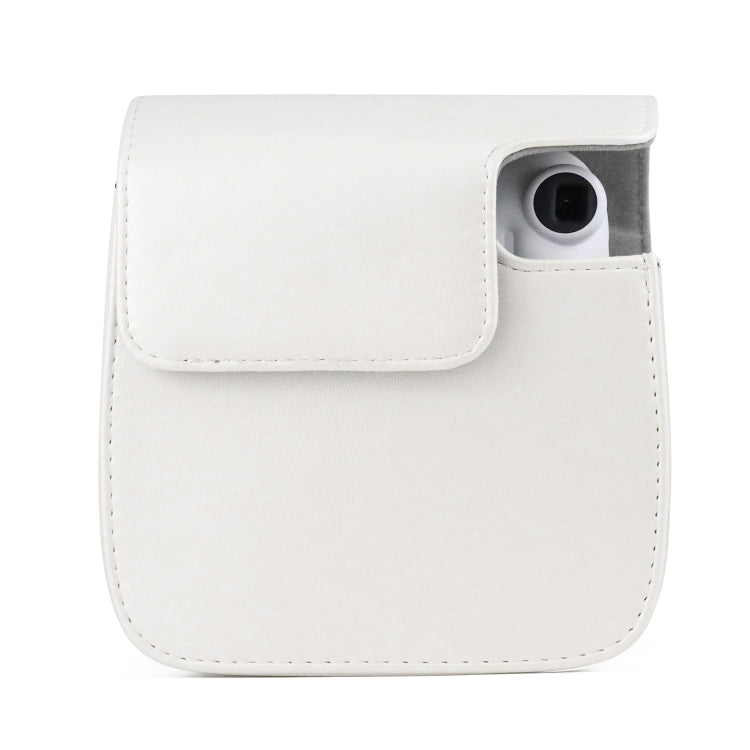 Solid Color Full Body Camera Leather Case Bag with Strap for FUJIFILM Instax mini 11 (White) - Leather Bag by buy2fix | Online Shopping UK | buy2fix