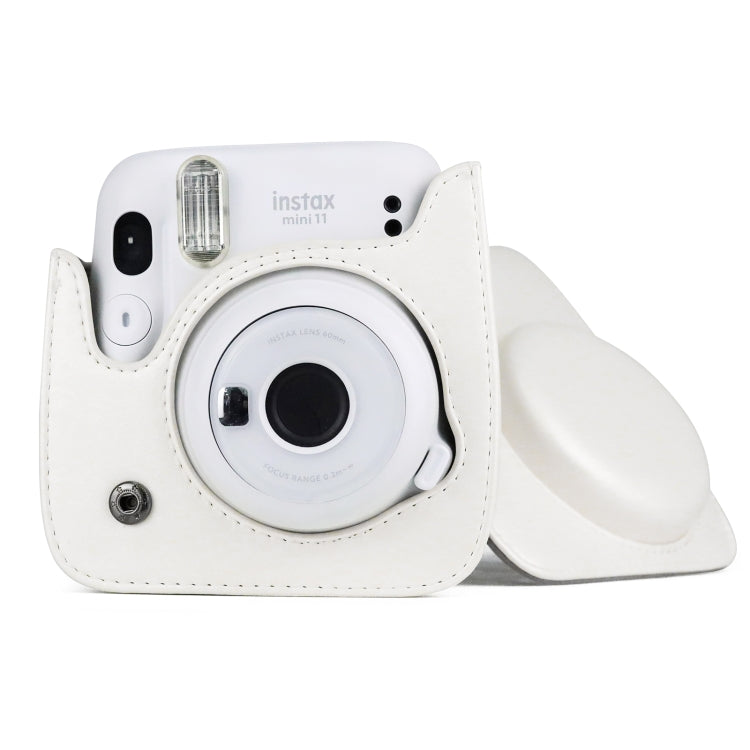 Solid Color Full Body Camera Leather Case Bag with Strap for FUJIFILM Instax mini 11 (White) - Leather Bag by buy2fix | Online Shopping UK | buy2fix