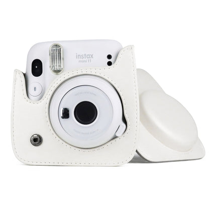 Solid Color Full Body Camera Leather Case Bag with Strap for FUJIFILM Instax mini 11 (White) - Leather Bag by buy2fix | Online Shopping UK | buy2fix