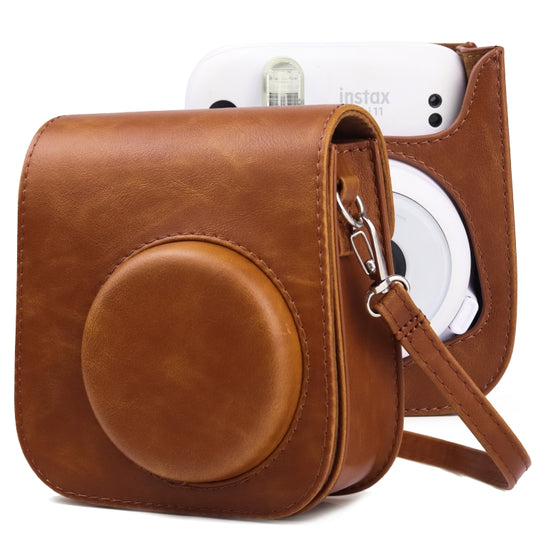 Retro Full Body Camera Leather Case Bag with Strap for FUJIFILM Instax mini 11 (Brown) - Leather Bag by buy2fix | Online Shopping UK | buy2fix