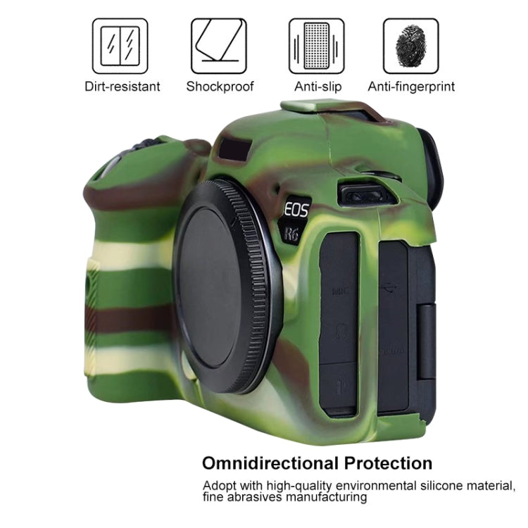 For Canon EOS R6 Litchi Texure Soft Silicone Case(Camouflage) - Protective Case by buy2fix | Online Shopping UK | buy2fix