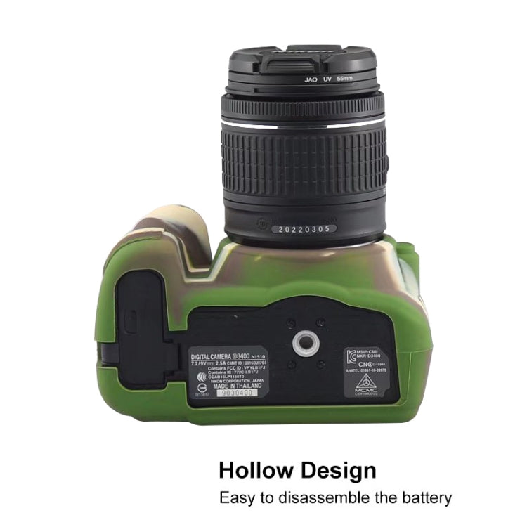 Soft Silicone Protective Case for Nikon D3400 / D3300 (Camouflage) by buy2fix