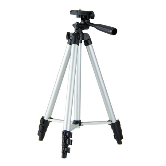 130cm 4-Section Folding Aluminum Alloy Tripod Mount with Three-Dimensional Head(Silver)
