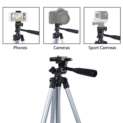 130cm 4-Section Folding Aluminum Alloy Tripod Mount with Three-Dimensional Head(Silver) - Tripods by buy2fix | Online Shopping UK | buy2fix