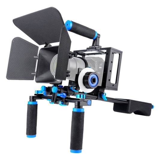 YELANGU D222 Dual Handles Camera Shoulder Mount + Camera Cage Stabilizer Kit with Matte Box + Follow Focus for DSLR Camera / Video Camera - Shoulder Rigs by YELANGU | Online Shopping UK | buy2fix