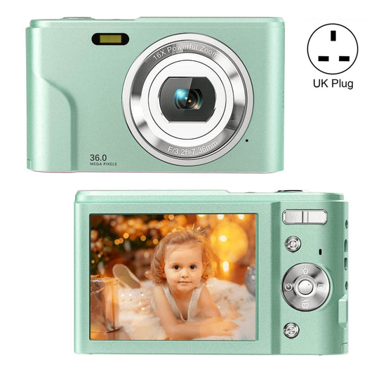DC311 2.4 inch 36MP 16X Zoom 2.7K Full HD Digital Camera Children Card Camera, UK Plug (Green) - Children Cameras by buy2fix | Online Shopping UK | buy2fix