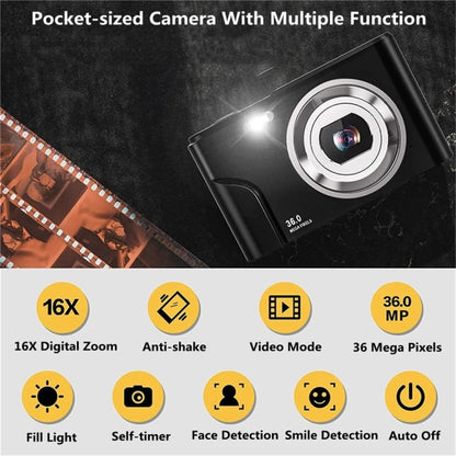 DC311 2.4 inch 36MP 16X Zoom 2.7K Full HD Digital Camera Children Card Camera, EU Plug(Black) - Children Cameras by buy2fix | Online Shopping UK | buy2fix