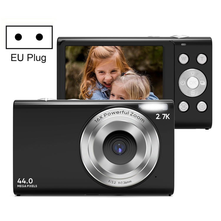 DC402 2.4 inch 44MP 16X Zoom 1080P Full HD Digital Camera Children Card Camera, EU Plug (Black) - Children Cameras by buy2fix | Online Shopping UK | buy2fix