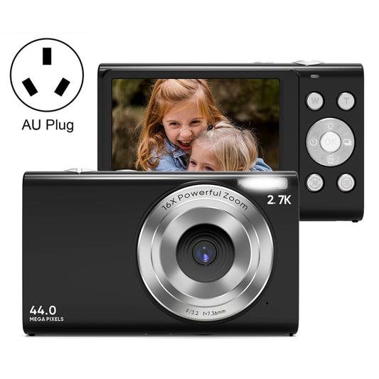 DC402 2.4 inch 44MP 16X Zoom 1080P Full HD Digital Camera Children Card Camera, AU Plug(Black) - Children Cameras by buy2fix | Online Shopping UK | buy2fix
