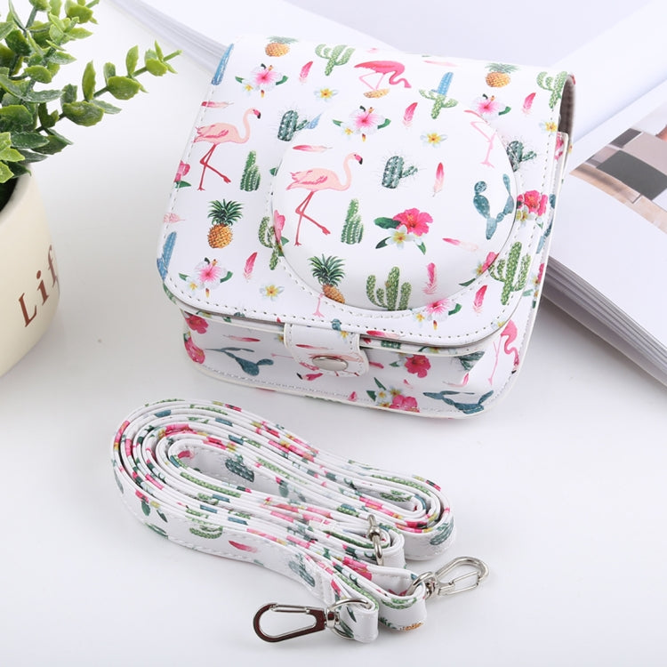 Cactus Flamingo Pattern Full Body Camera PU Leather Case Bag with Strap for FUJIFILM instax mini 9 / mini 8+ / mini 8 by buy2fix