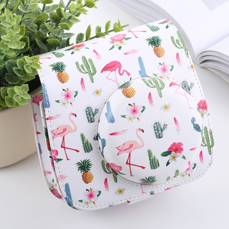 Cactus Flamingo Pattern Full Body Camera PU Leather Case Bag with Strap for FUJIFILM instax mini 9 / mini 8+ / mini 8 by buy2fix
