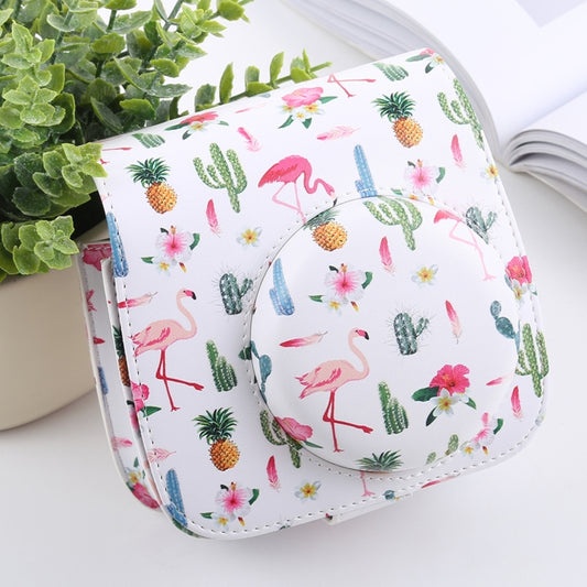 Cactus Flamingo Pattern Full Body Camera PU Leather Case Bag with Strap for FUJIFILM instax mini 9 / mini 8+ / mini 8 by buy2fix