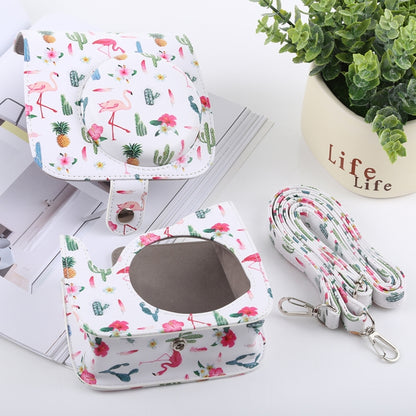 Cactus Flamingo Pattern Full Body Camera PU Leather Case Bag with Strap for FUJIFILM instax mini 9 / mini 8+ / mini 8 by buy2fix