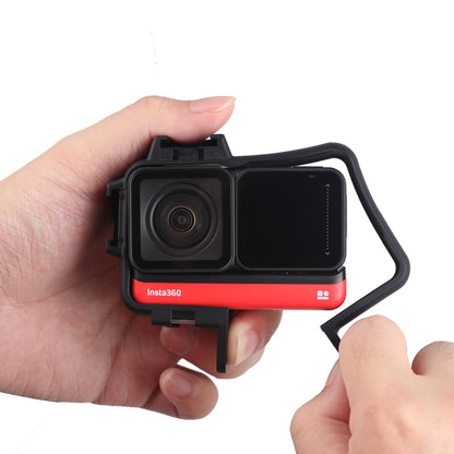 Plastic Frame Mount Protective Case Cage with Tripod Base Adapter & Long Screw & Cold Shoe Base for Insta360 One R(Black) - Mount & Holder by buy2fix | Online Shopping UK | buy2fix