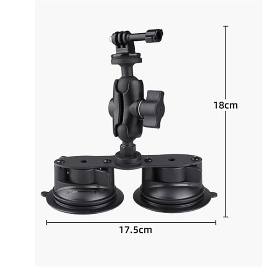 Dual Suction Cup Mount Holder with Tripod Adapter & Steel Tether & Safety Buckle (Black) - Holder by buy2fix | Online Shopping UK | buy2fix