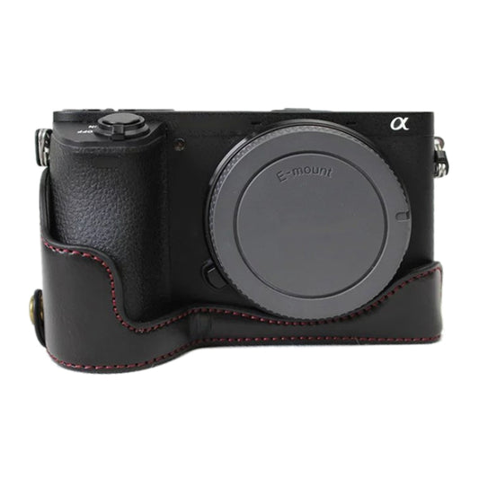 1/4 inch Thread PU Leather Camera Half Case Base for Sony ILCE-A6500 / A6500 (Black) - Half Case by buy2fix | Online Shopping UK | buy2fix