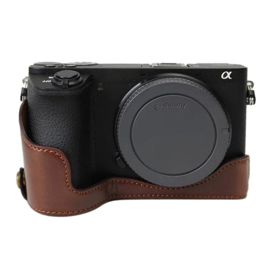 1/4 inch Thread PU Leather Camera Half Case Base for Sony ILCE-A6500 / A6500 (Coffee) - Half Case by buy2fix | Online Shopping UK | buy2fix
