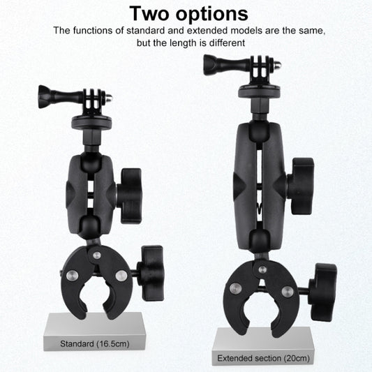 Extended Version 360 Rotation Adjustable Action Camera Bike Motorcycle Handlebar Holder with Phone Clamp (Black) - Bicycle Handlebar Mount by buy2fix | Online Shopping UK | buy2fix