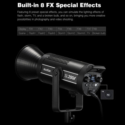 Godox SL200II 200W 5600K Daylight-balanced LED Light Studio Continuous Photo Video Light(EU Plug) - Shoe Mount Flashes by Godox | Online Shopping UK | buy2fix