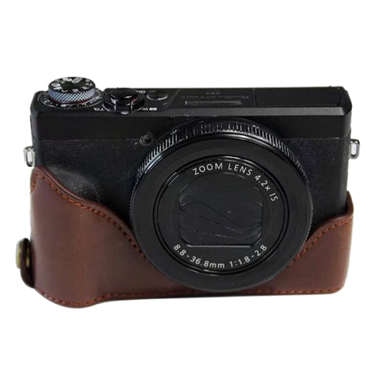 1/4 inch Thread PU Leather Camera Half Case Base for Canon G7 X Mark III / G7 X3 (Coffee) - Half Case by buy2fix | Online Shopping UK | buy2fix