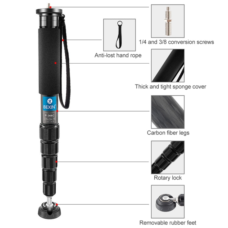 BEXIN P405C Camera Carbon Fiber Monopod Travel Live Selfie Bracket Holder - Monopods by BEXIN | Online Shopping UK | buy2fix