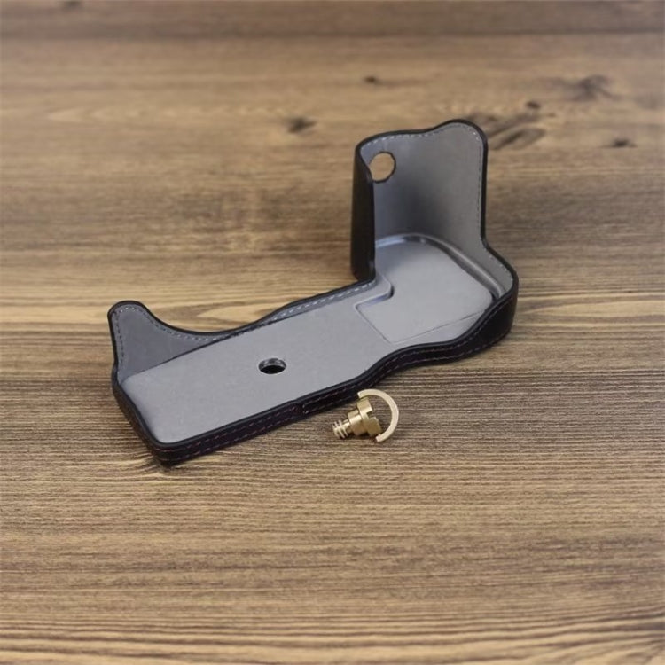 For Canon EOS R7 1/4 inch Thread PU Leather Camera Half Case Base (Brown) by buy2fix